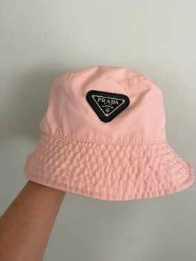 PRADA Pink Bucket Hat - Logo Patch